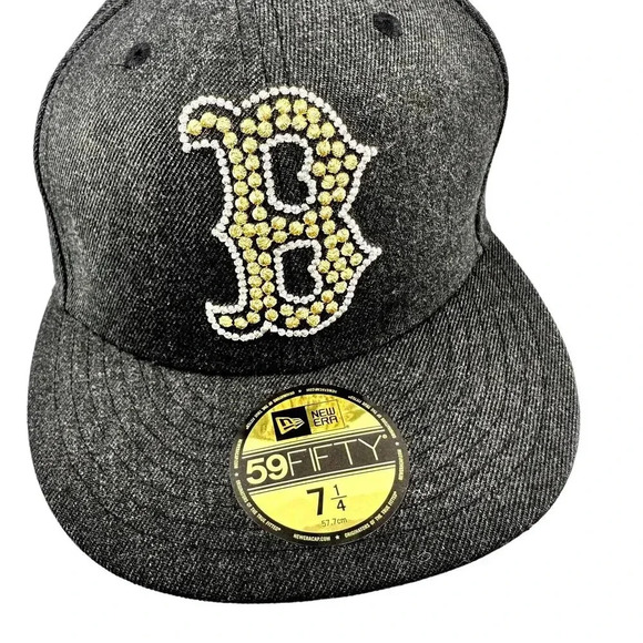 New Era Mens Hat 59Fifty Boston Red Socks MLB Flat Bill Fitted Charcoal 7 1/4 - Picture 1 of 6